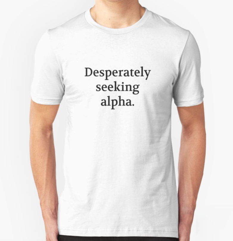 Bullwit! "Desperately seeking alpha" T-shirt (and other products)